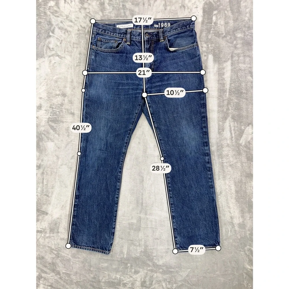 Gap 1969 Straight Leg Jeans Men's Size 33x30 Blue Dark Wash Pants